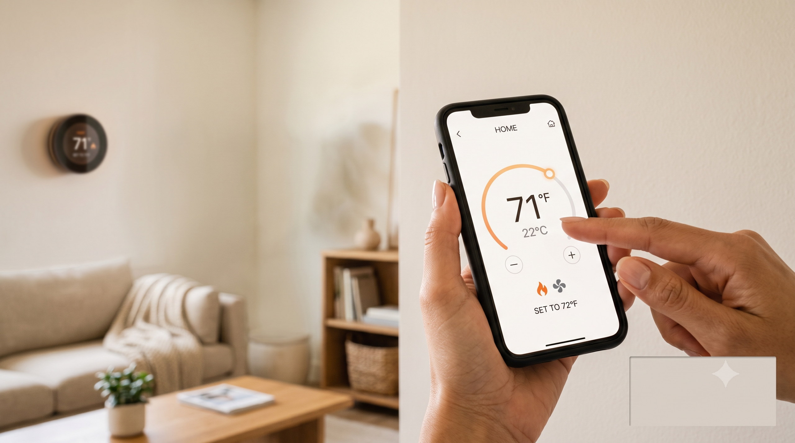 Controlling a smart thermostat remotely from a phone app