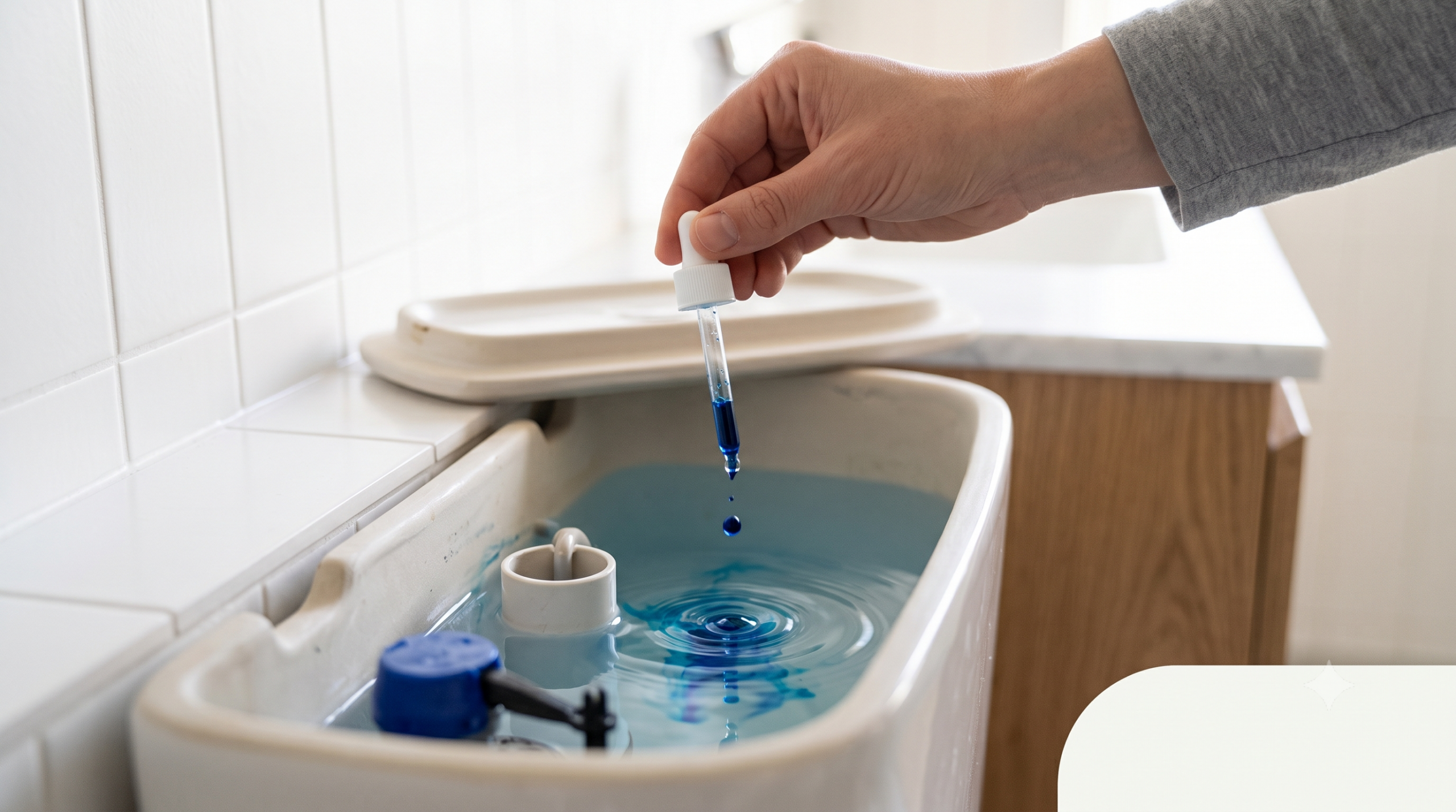 Testing a toilet tank for hidden leaks using food coloring
